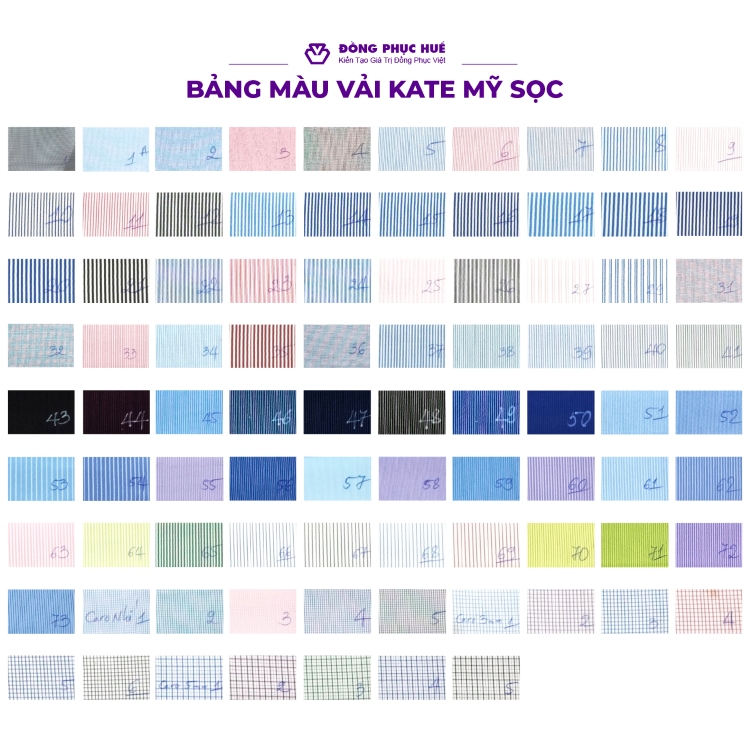 bảng màu kate mỹ sọc may sơ mi công sở
