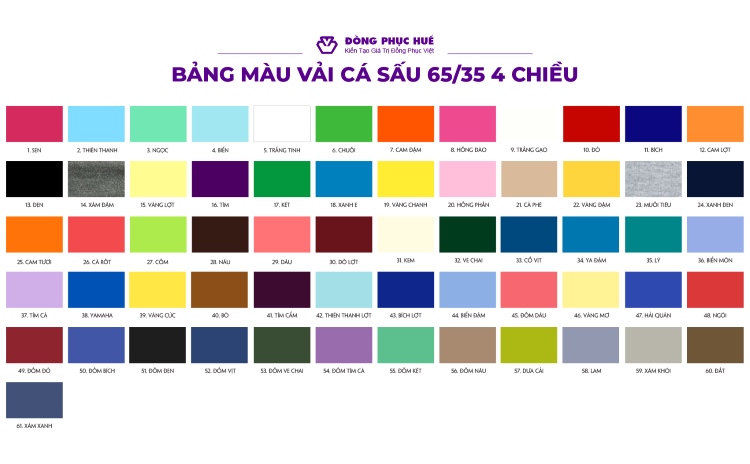 bảng màu vải cá sấu 6535 may đồng phục áo thun