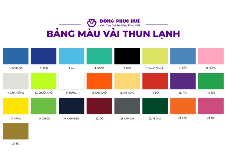 bảng màu vải thun lạnh